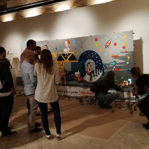 Evento con graffiti colaborativo en Madrid