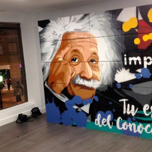 Graffiti de Albert Einstein en Implika Bilbao.