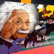 Graffiti de Albert Einstein en evento de inauguración en Bilbao.